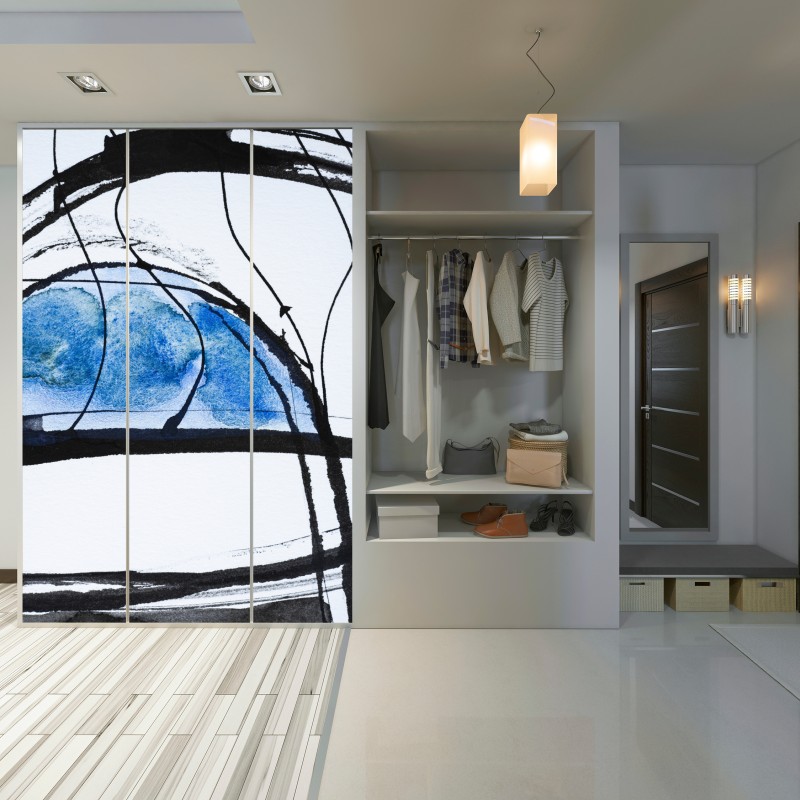 Naklejka na szafę niebieska abstrakcja tuszem i akwarelą – Wallissimo® Naklejka na szafę niebieska abstrakcja tuszem i akwarelą – Wallissimo®