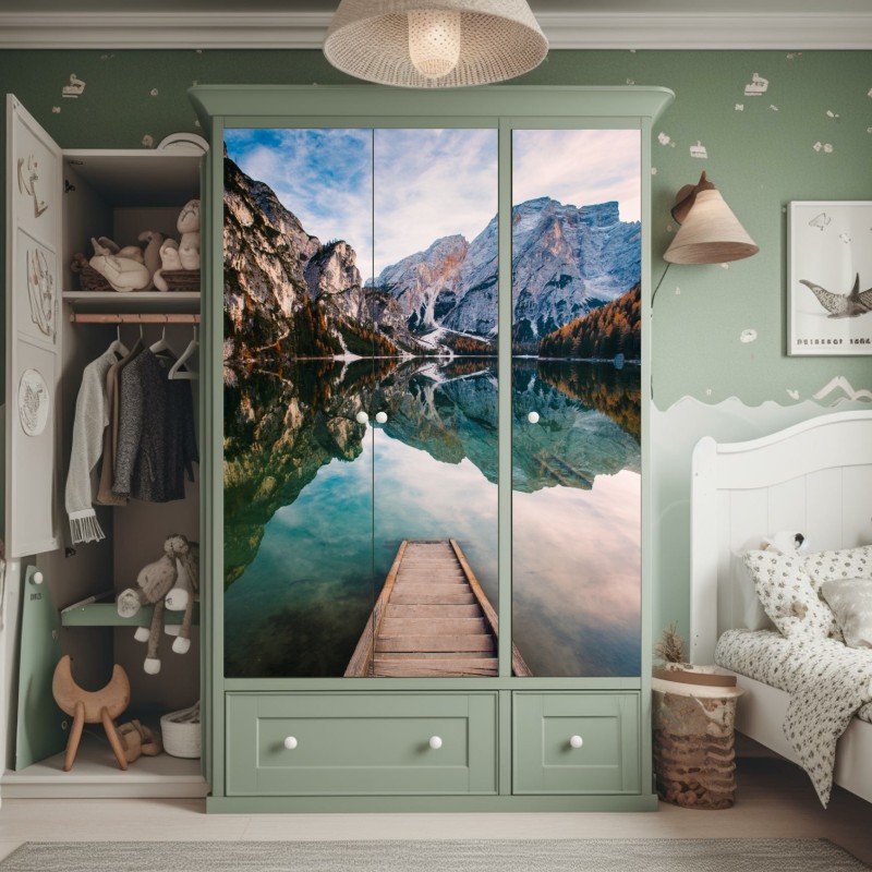 Naklejka na szafę beżowa tekstura kamienia travertynu – Wallissimo®