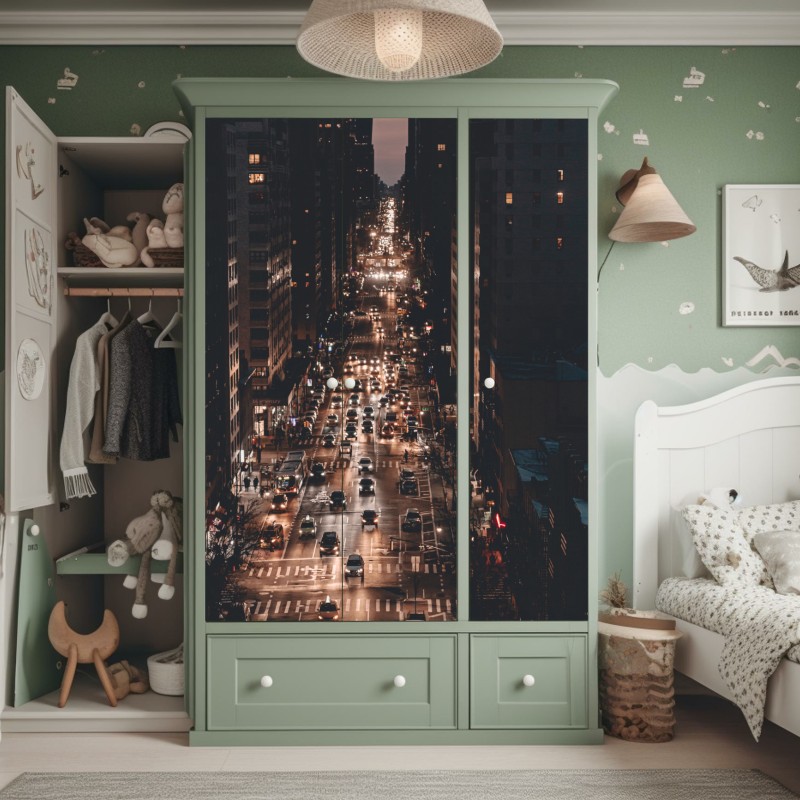 Naklejka na szafę czarno-biały wzór ze spiralami – Wallissimo®