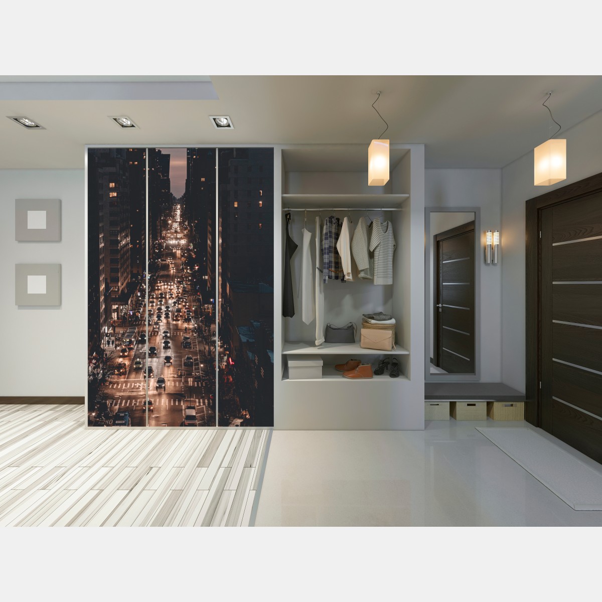 Naklejka na szafę Manhattan nocna aleja – Wallissimo® Naklejka na szafę Manhattan nocna aleja – Wallissimo®