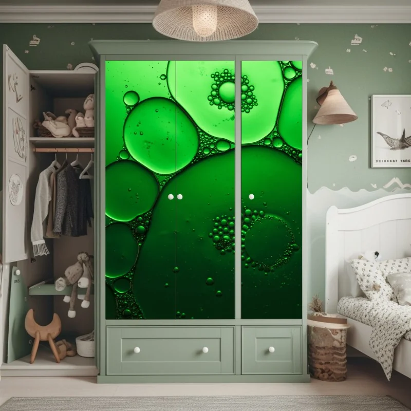 Naklejka na szafę zielone bańki abstrakcyjna kompozycja – Wallissimo® Naklejka na szafę zielone bańki abstrakcyjna kompozycja – Wallissimo®