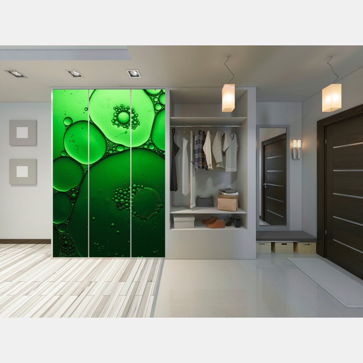 Naklejka na szafę zielone bańki abstrakcyjna kompozycja – Wallissimo® Naklejka na szafę zielone bańki abstrakcyjna kompozycja – Wallissimo®