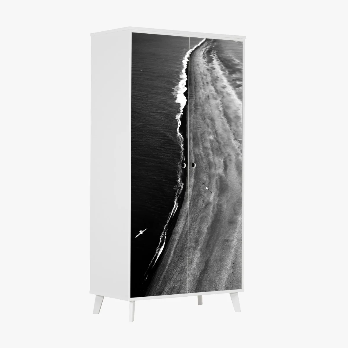 Naklejka na szafę monochromatyczne wybrzeże z lotu ptaka – Wallissimo® Naklejka na szafę monochromatyczne wybrzeże z lotu ptaka – Wallissimo®