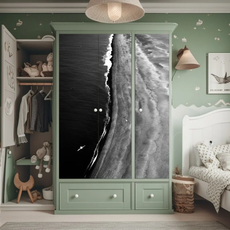 Naklejka na szafę tropikalne palmy kokosowe nad turkusowym morzem – Wallissimo®