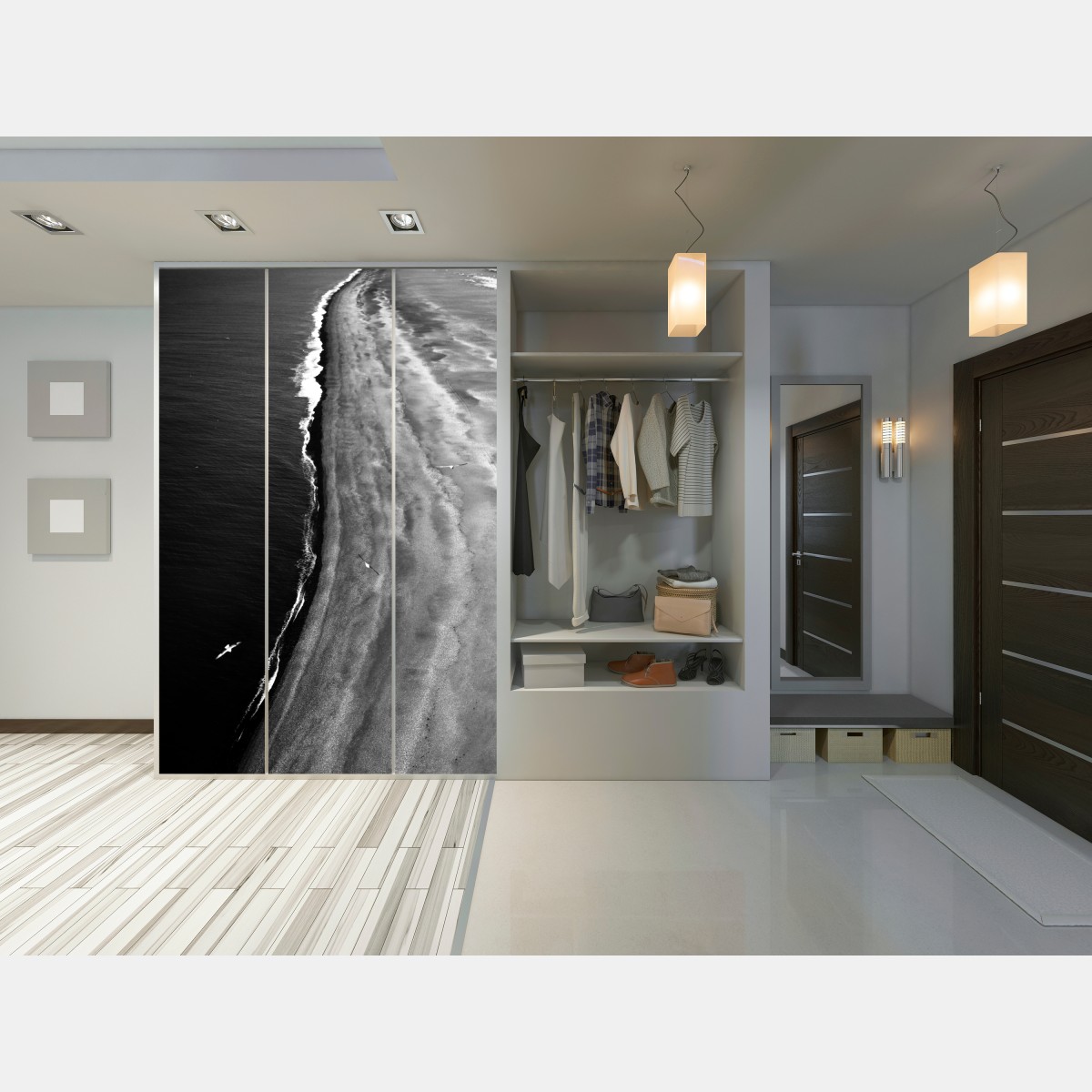 Naklejka na szafę monochromatyczne wybrzeże z lotu ptaka – Wallissimo® Naklejka na szafę monochromatyczne wybrzeże z lotu ptaka – Wallissimo®