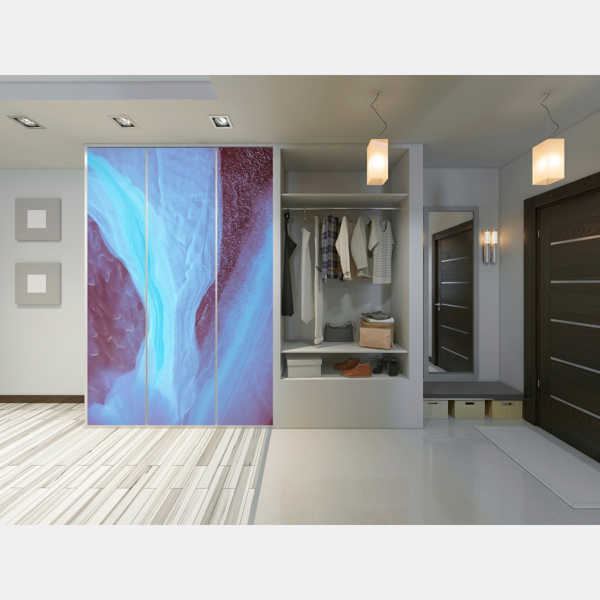 Naklejka na szafę eteryczna turkusowo-różowa marmurowa abstrakcja – Wallissimo® Naklejka na szafę eteryczna turkusowo-różowa marmurowa abstrakcja – Wallissimo®