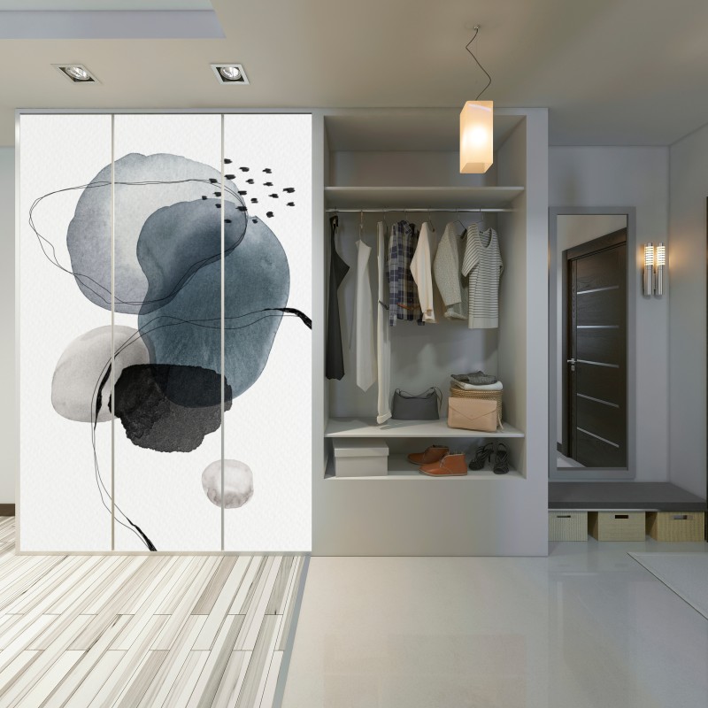 Naklejka na szafę spokojne niebieskie akwarelowe kule – Wallissimo® Naklejka na szafę spokojne niebieskie akwarelowe kule – Wallissimo®