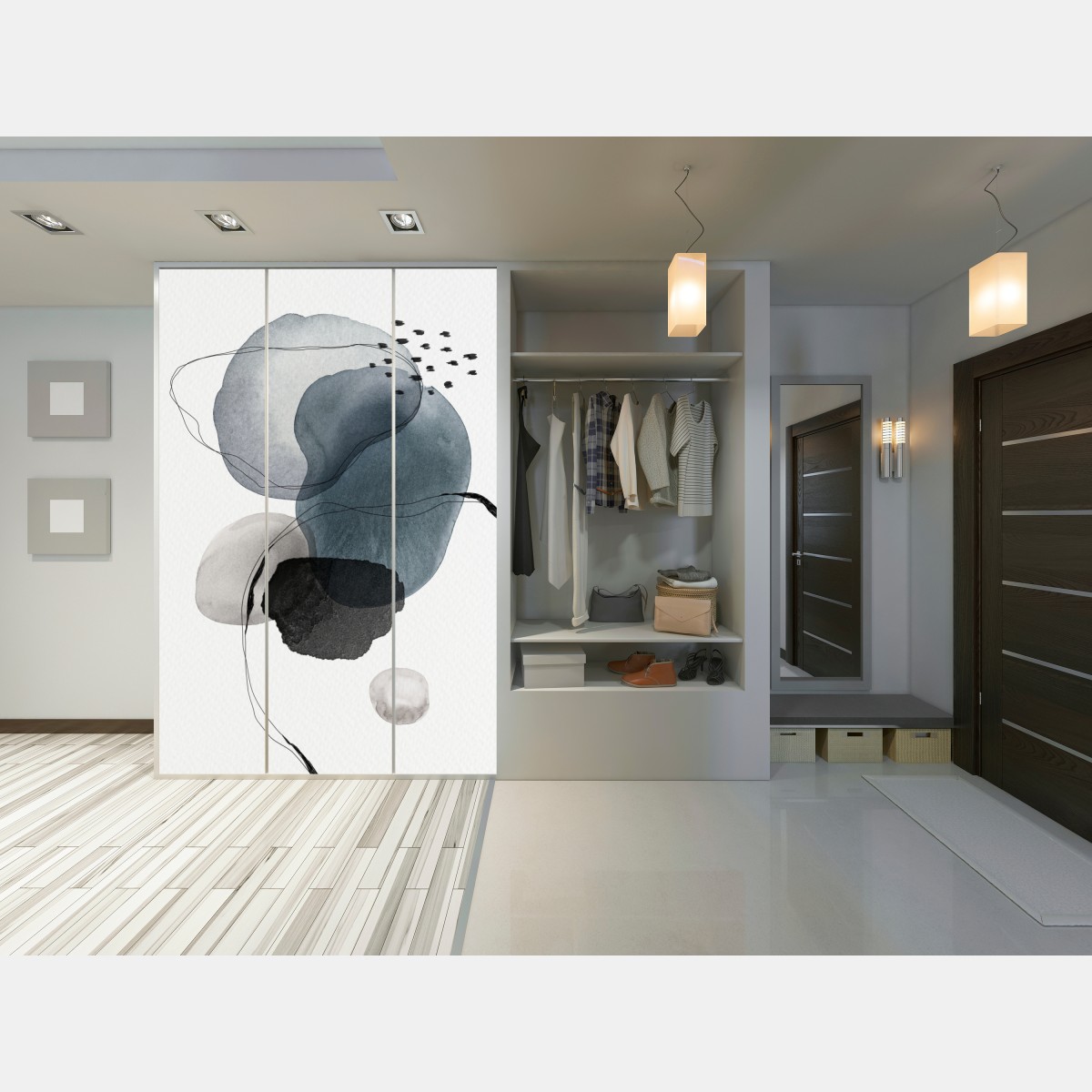 Naklejka na szafę spokojne niebieskie akwarelowe kule – Wallissimo® Naklejka na szafę spokojne niebieskie akwarelowe kule – Wallissimo®