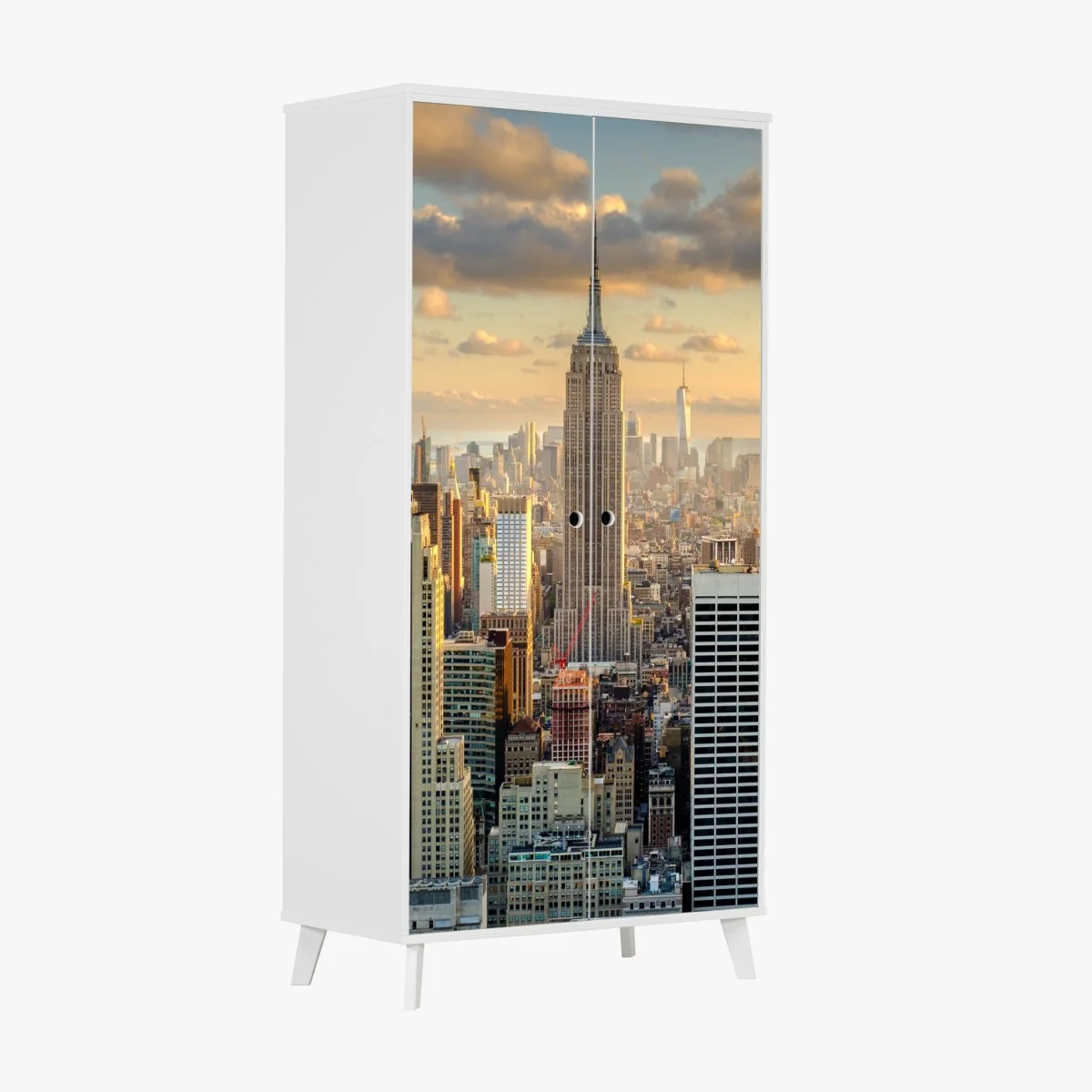 Naklejka na szafę panorama Nowego Jorku o zachodzie słońca – Wallissimo® Naklejka na szafę panorama Nowego Jorku o zachodzie słońca – Wallissimo®
