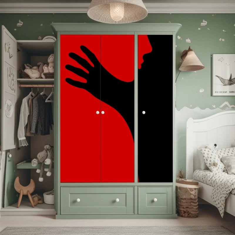 Naklejka na szafę złote linie górskie na granatowym tle – Wallissimo®