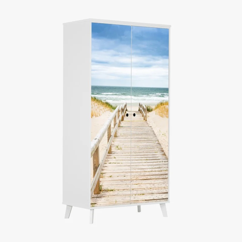 Naklejka na szafę drewniany pomost prowadzący na plażę, Sylt