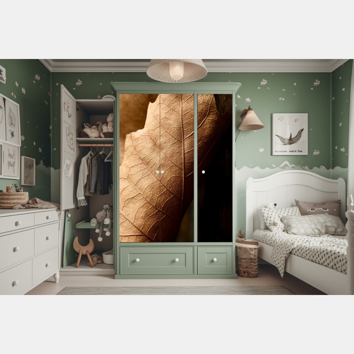 Naklejka na szafę tekstura suchego liścia w zbliżeniu – Wallissimo® Naklejka na szafę tekstura suchego liścia w zbliżeniu – Wallissimo®