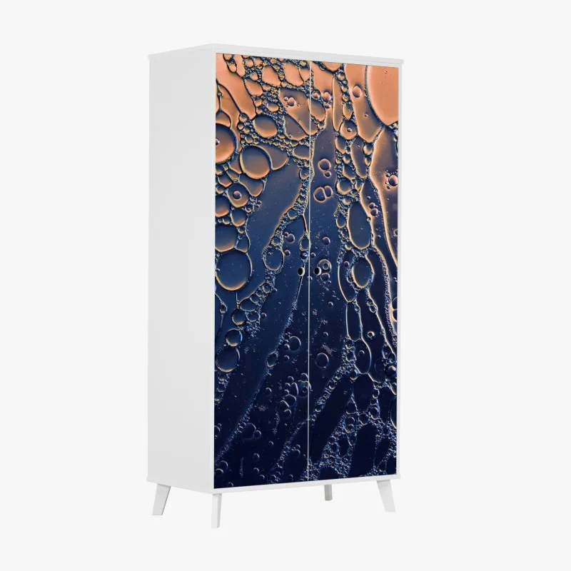 Naklejka na szafę niebiesko-złote abstrakcyjne bąbelki