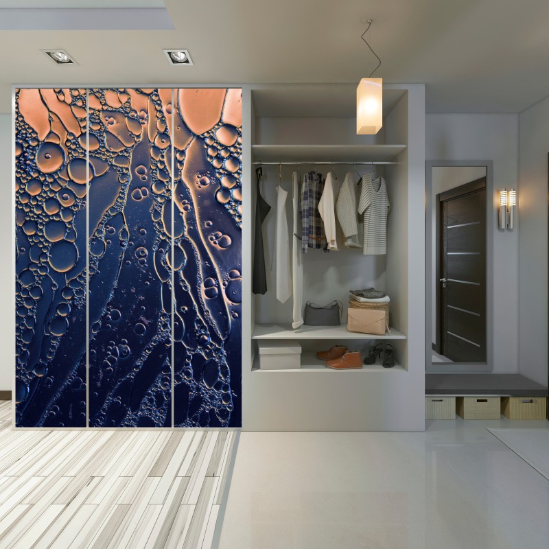 Naklejka na szafę niebiesko-złote abstrakcyjne bąbelki – Wallissimo® Naklejka na szafę niebiesko-złote abstrakcyjne bąbelki – Wallissimo®