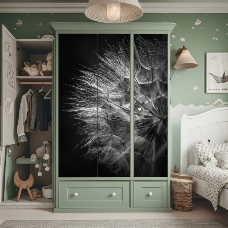 Naklejka na szafę delikatne białe storczyki na stonowanym tle – Wallissimo®