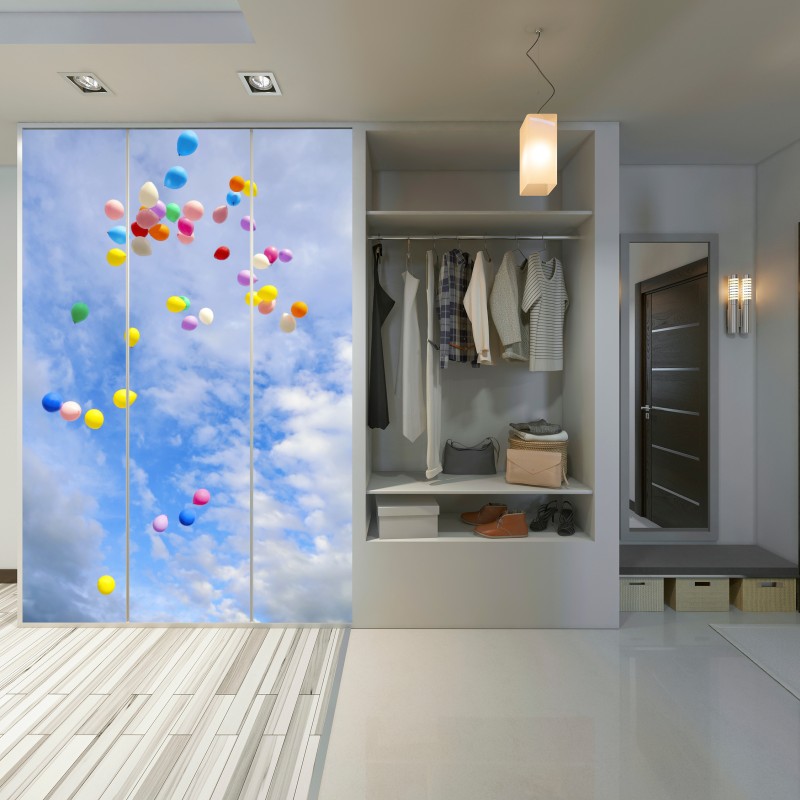 Naklejka na szafę kolorowe balony unoszące się w niebie – Wallissimo® Naklejka na szafę kolorowe balony unoszące się w niebie – Wallissimo®