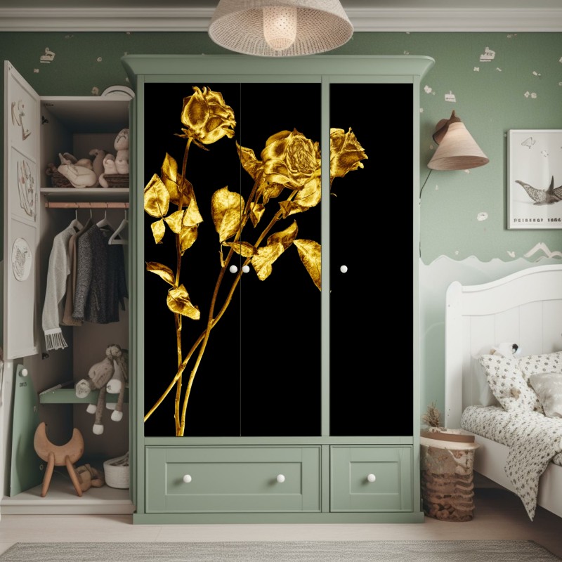 Naklejka na szafę niebieski kwiatowy wzór toile – Wallissimo®