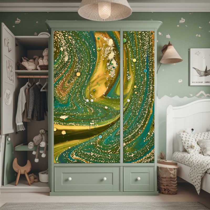 Naklejka na szafę zielony aloes na różowym tle – Wallissimo®