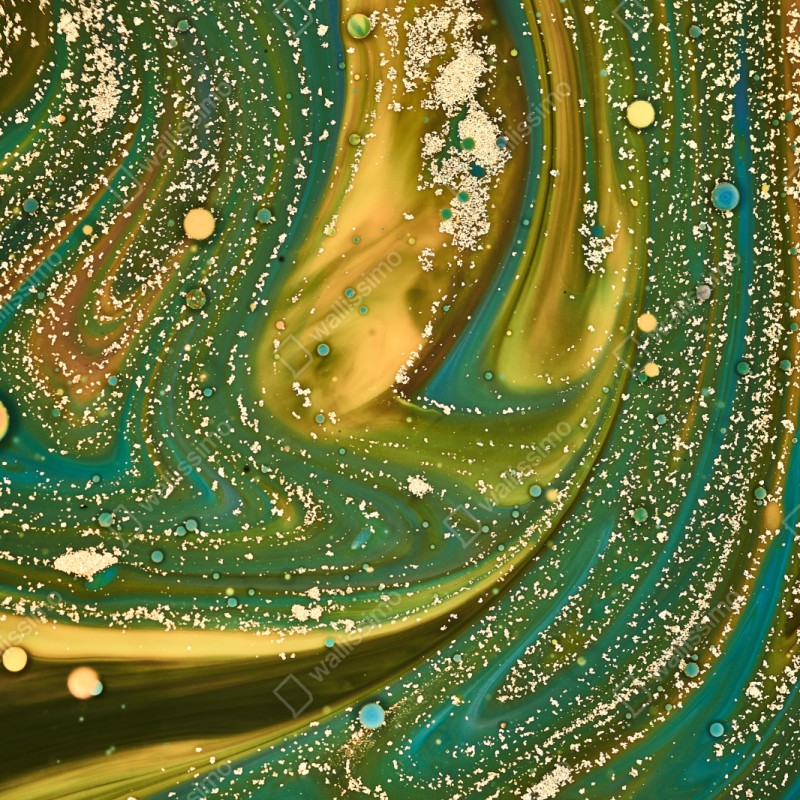 Naklejka na szafę zielono-złota płynna marmurkowa grafika – Wallissimo® Naklejka na szafę zielono-złota płynna marmurkowa grafika – Wallissimo®