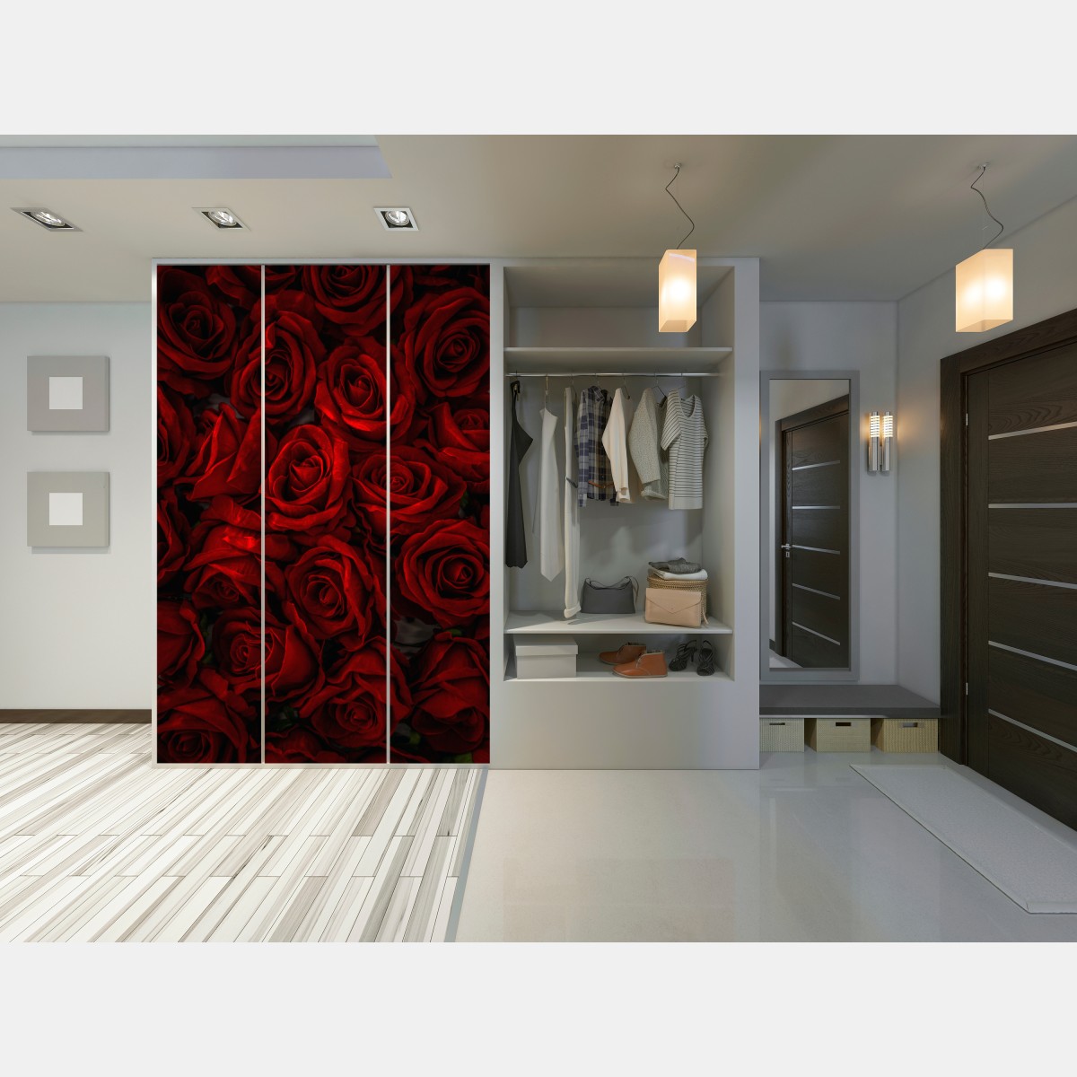 Naklejka na szafę intensywne czerwone róże z bliska – Wallissimo® Naklejka na szafę intensywne czerwone róże z bliska – Wallissimo®