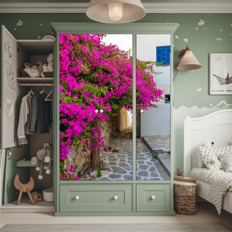 Naklejka na szafę jasny bukiet słoneczników na żółtym tle – Wallissimo®