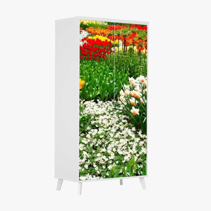 Naklejka na szafę tropikalny wzór hibiskusa i plumerii – Wallissimo®