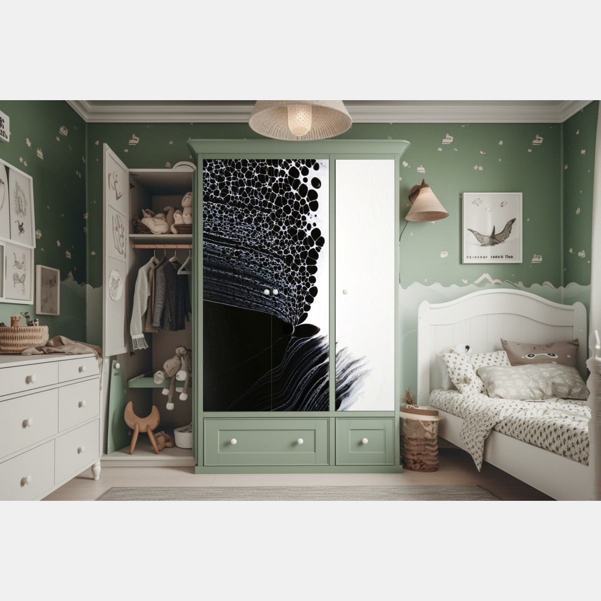 Naklejka na szafę monochromatyczny przepływ komórek – Wallissimo® Naklejka na szafę monochromatyczny przepływ komórek – Wallissimo®