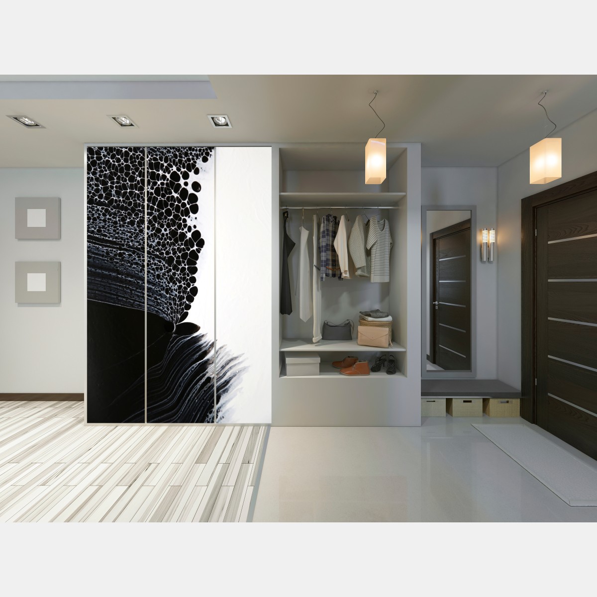 Naklejka na szafę monochromatyczny przepływ komórek – Wallissimo® Naklejka na szafę monochromatyczny przepływ komórek – Wallissimo®