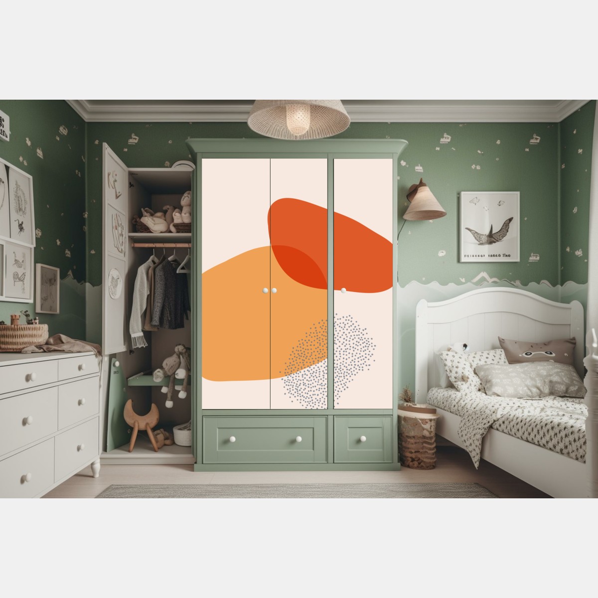 Naklejka na szafę ciepłe abstrakcyjne formy – Wallissimo® Naklejka na szafę ciepłe abstrakcyjne formy – Wallissimo®