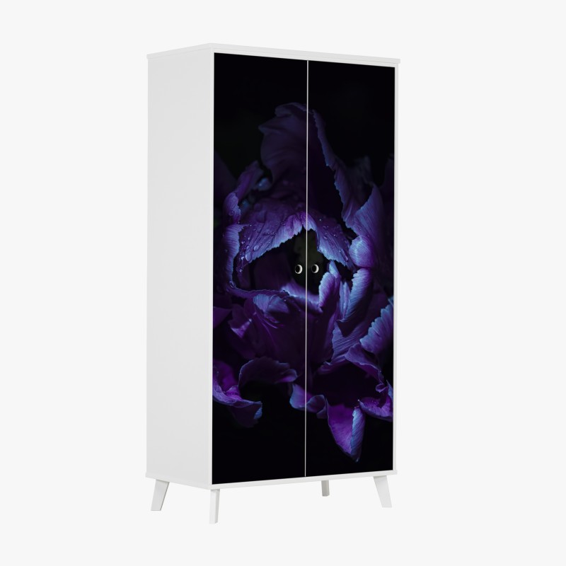 Naklejka na szafę botaniczny wzór liści w turkusie i koralu – Wallissimo®