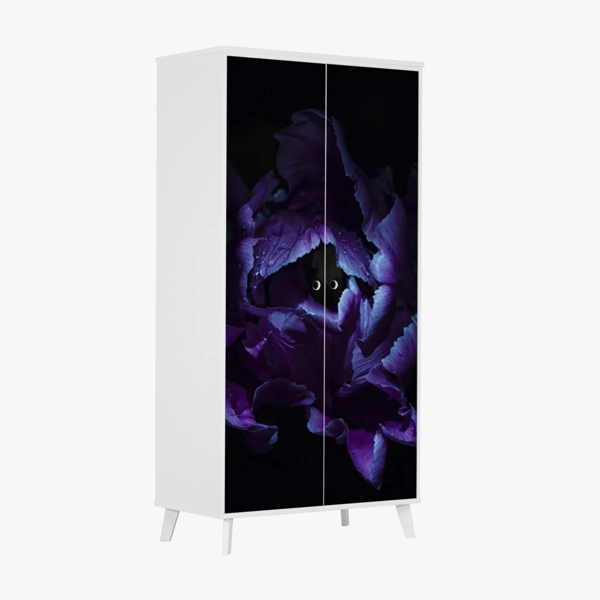 Naklejka na szafę fioletowy tulipan w ultrafiolecie – Wallissimo® Naklejka na szafę fioletowy tulipan w ultrafiolecie – Wallissimo®