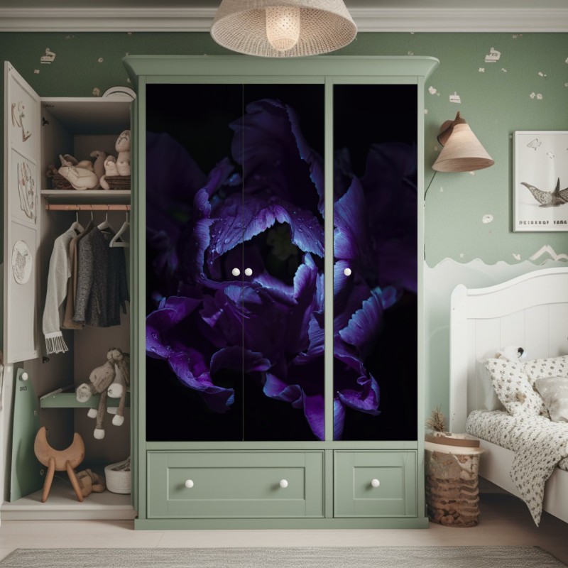 Naklejka na szafę botaniczny wzór liści w turkusie i koralu – Wallissimo®