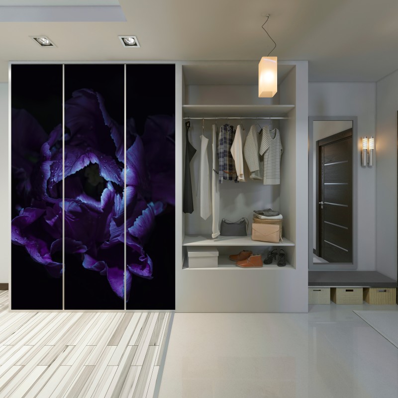 Naklejka na szafę fioletowy tulipan w ultrafiolecie – Wallissimo® Naklejka na szafę fioletowy tulipan w ultrafiolecie – Wallissimo®