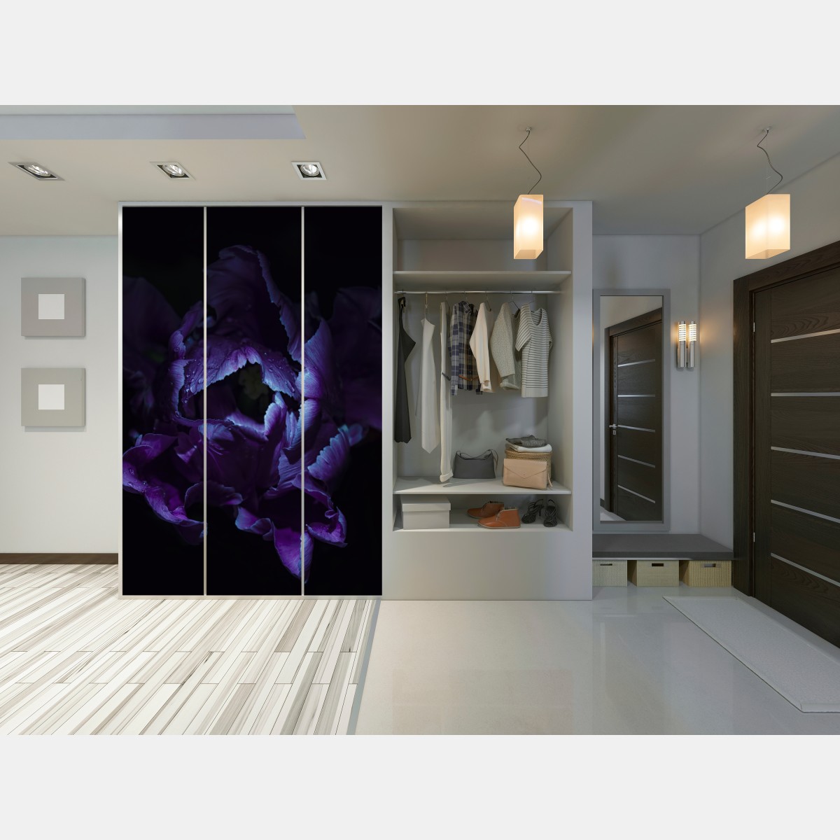 Naklejka na szafę fioletowy tulipan w ultrafiolecie – Wallissimo® Naklejka na szafę fioletowy tulipan w ultrafiolecie – Wallissimo®