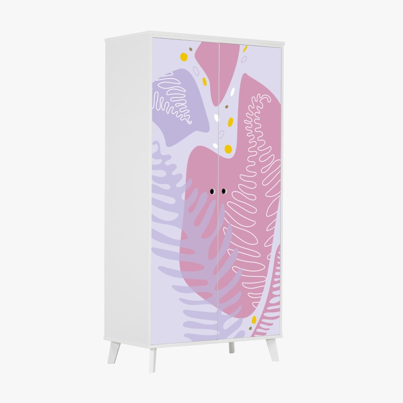 Naklejka na szafę delikatna pastelowa kompozycja botaniczna