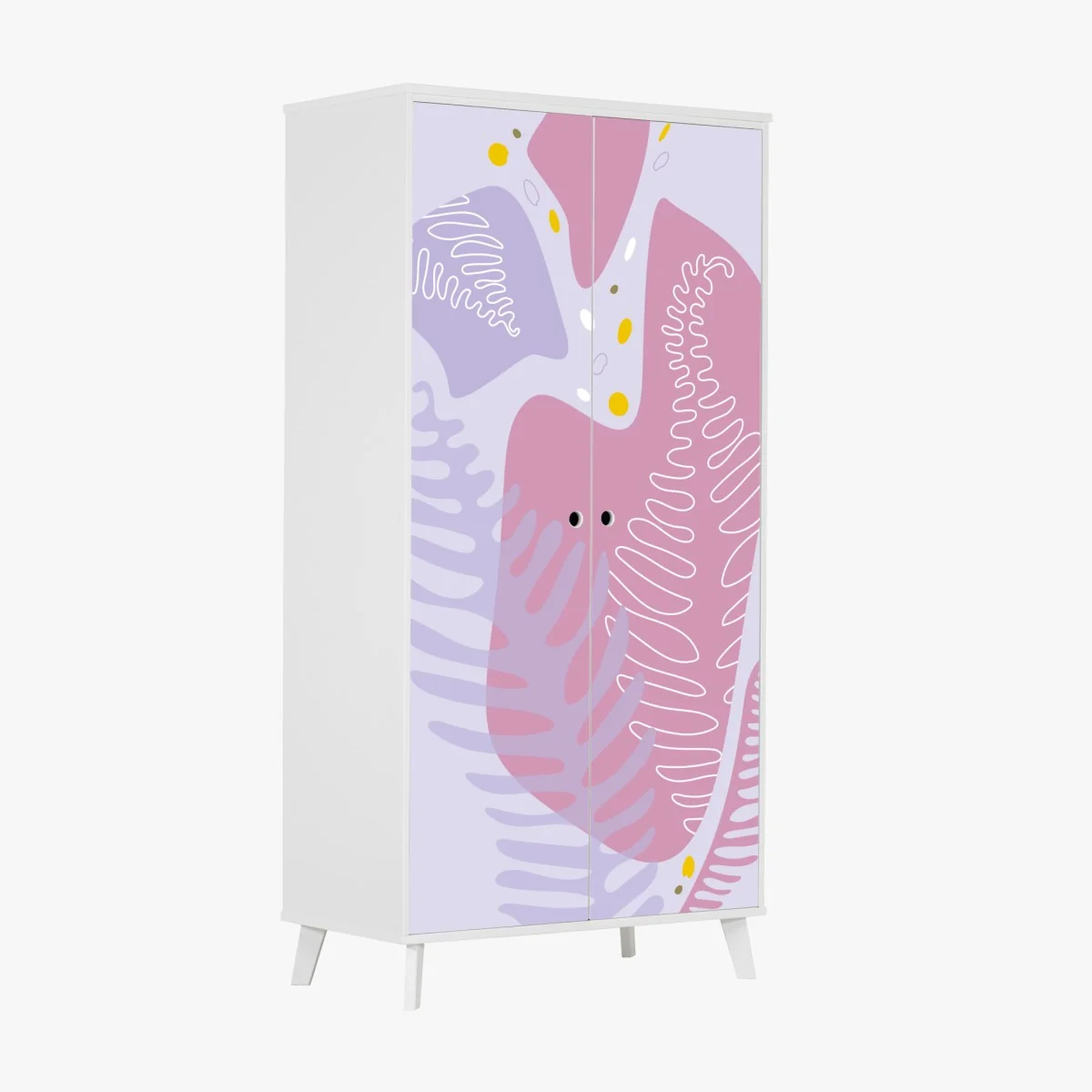 Naklejka na szafę delikatna pastelowa kompozycja botaniczna – Wallissimo® Naklejka na szafę delikatna pastelowa kompozycja botaniczna – Wallissimo®