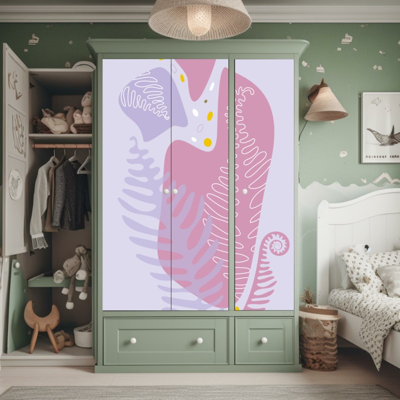 Naklejka na szafę luksusowy złoty wzór kwiatowy na granacie – Wallissimo®