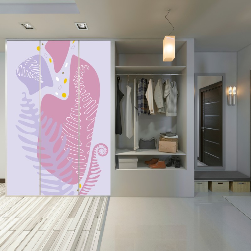 Naklejka na szafę delikatna pastelowa kompozycja botaniczna – Wallissimo® Naklejka na szafę delikatna pastelowa kompozycja botaniczna – Wallissimo®