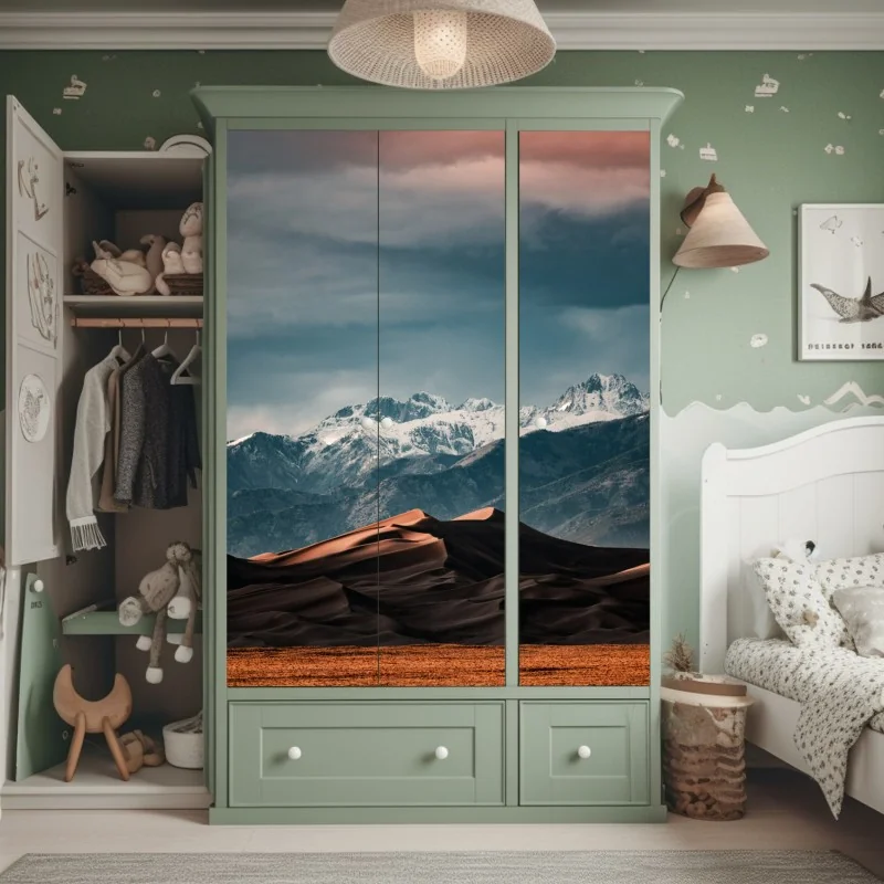 Naklejka na szafę niebieski kwiatowy wzór toile – Wallissimo®