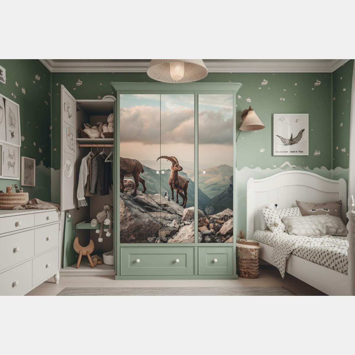 Naklejka na szafę kozica alpejska na skalistym grzbiecie – Wallissimo® Naklejka na szafę kozica alpejska na skalistym grzbiecie – Wallissimo®