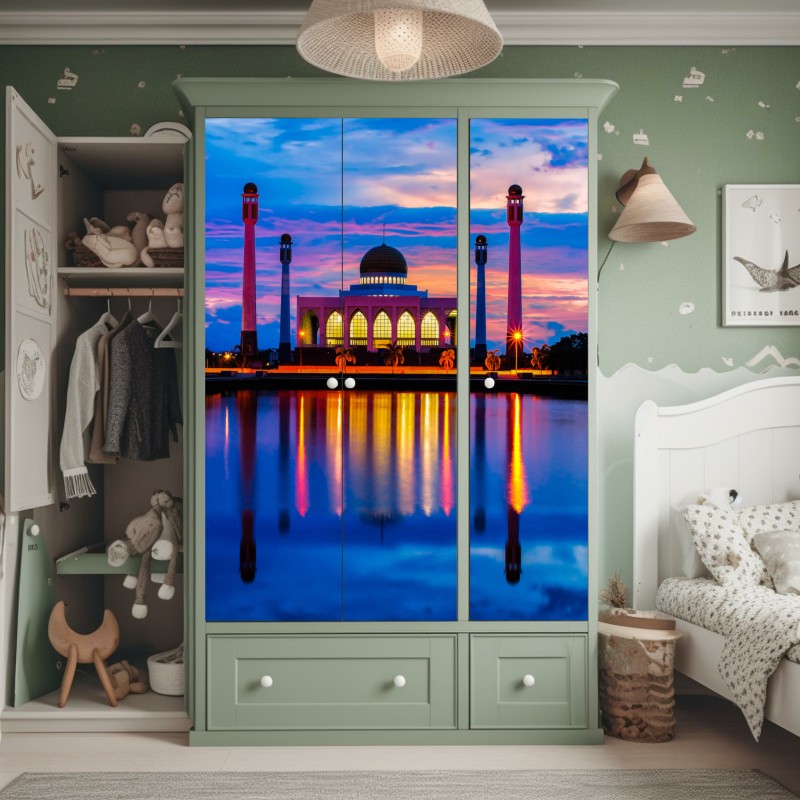 Naklejka na szafę mglisty most wiszący prowadzący w mgłę – Wallissimo®