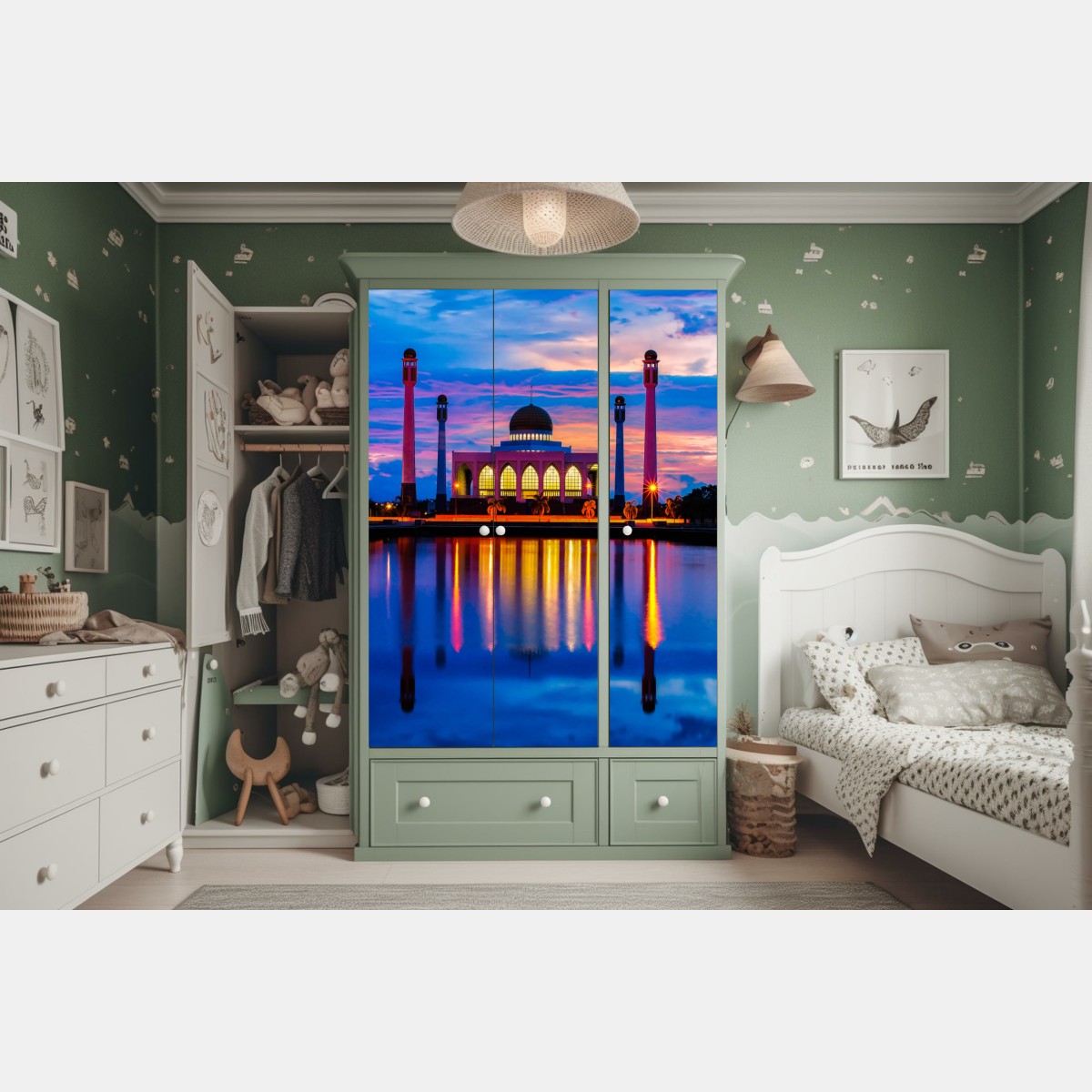 Naklejka na szafę zachód słońca przy meczecie w Songkhla – Wallissimo® Naklejka na szafę zachód słońca przy meczecie w Songkhla – Wallissimo®