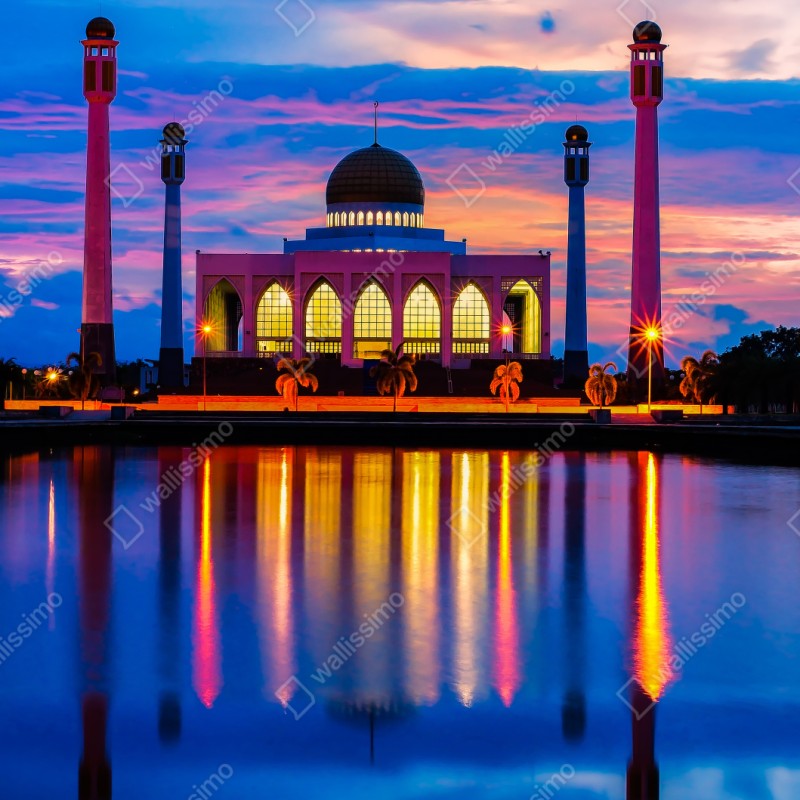 Naklejka na szafę zachód słońca przy meczecie w Songkhla – Wallissimo® Naklejka na szafę zachód słońca przy meczecie w Songkhla – Wallissimo®