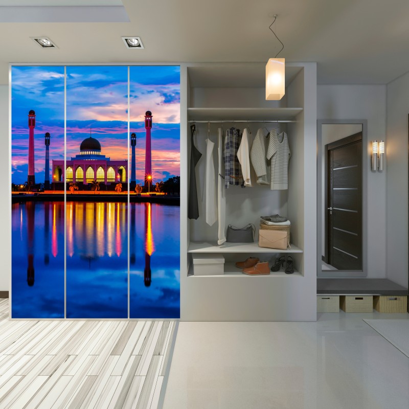 Naklejka na szafę zachód słońca przy meczecie w Songkhla – Wallissimo® Naklejka na szafę zachód słońca przy meczecie w Songkhla – Wallissimo®