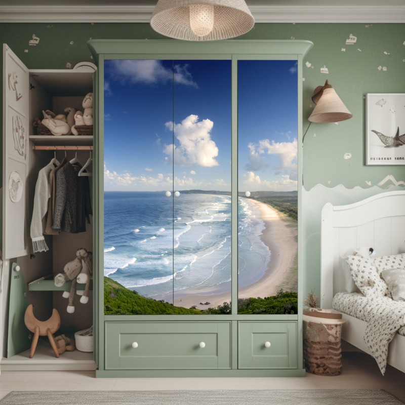 Naklejka na szafę luksusowy złoty wzór kwiatowy na granacie – Wallissimo®