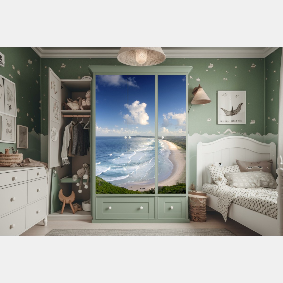 Naklejka na szafę panorama wybrzeża Byron Bay – Wallissimo® Naklejka na szafę panorama wybrzeża Byron Bay – Wallissimo®