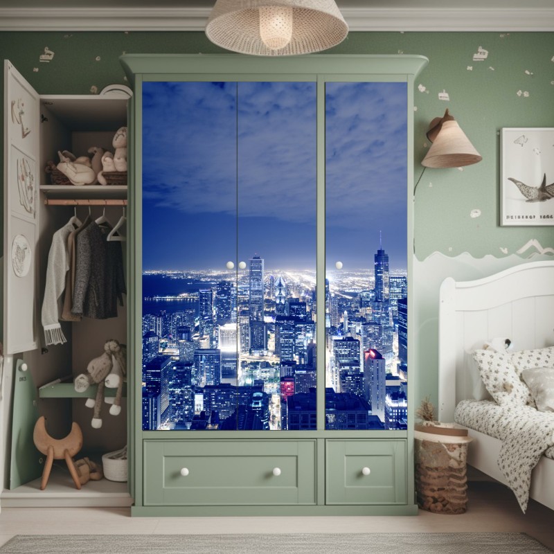 Naklejka na szafę intensywny różowy kwiat na czarnym tle – Wallissimo®