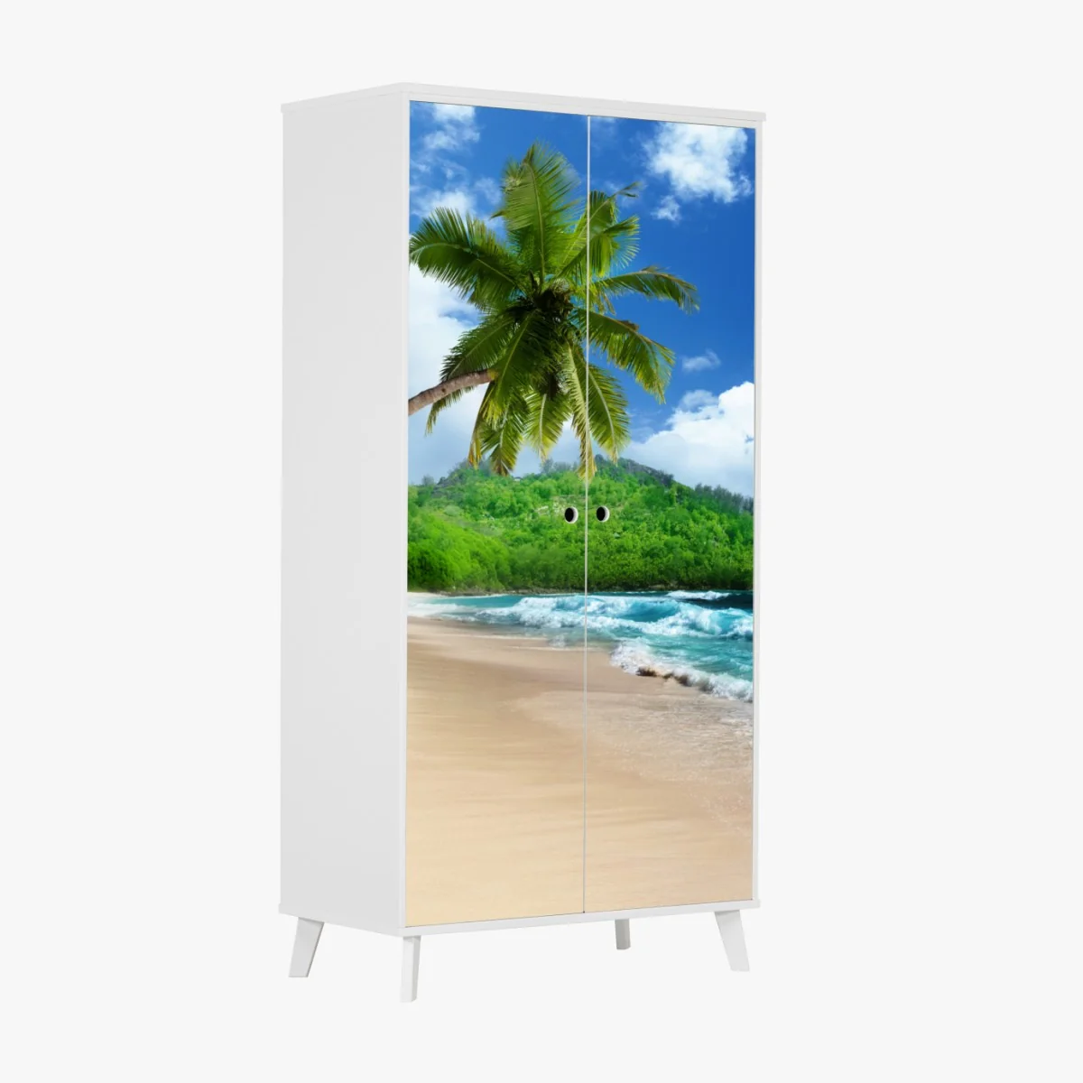 Naklejka na szafę spokojna tropikalna plaża na Mahe, Seszele – Wallissimo® Naklejka na szafę spokojna tropikalna plaża na Mahe, Seszele – Wallissimo®