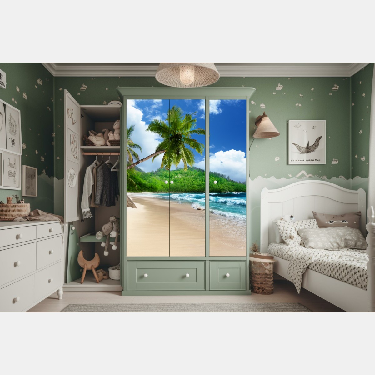 Naklejka na szafę spokojna tropikalna plaża na Mahe, Seszele – Wallissimo® Naklejka na szafę spokojna tropikalna plaża na Mahe, Seszele – Wallissimo®