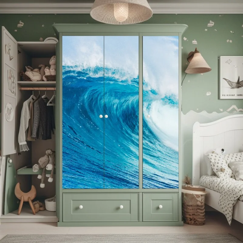 Naklejka na szafę nowoczesny budynek mieszkalny z balkonami – Wallissimo®